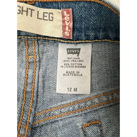 Levis 505 Jeans Womens 12M W34 Blue Med Wash Stretch Straight Leg Grunge - Picture 7 of 9